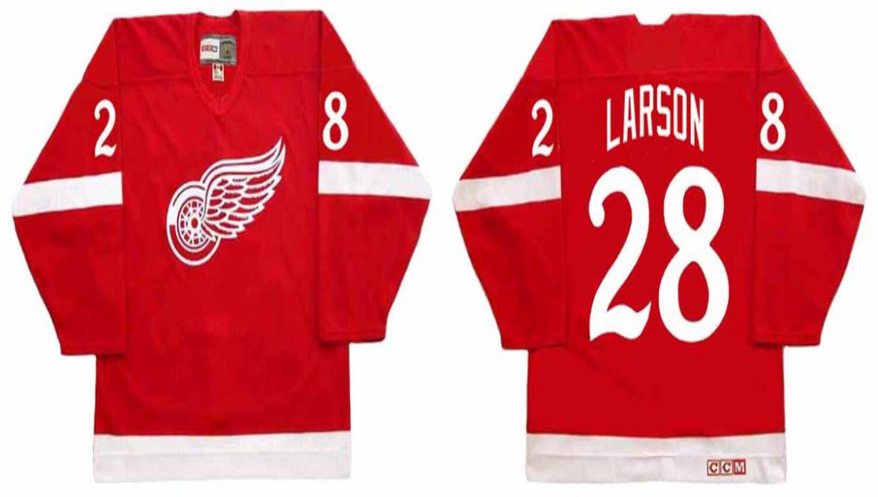 2019 Men Detroit Red Wings 28 Larson Red CCM NHL jerseys